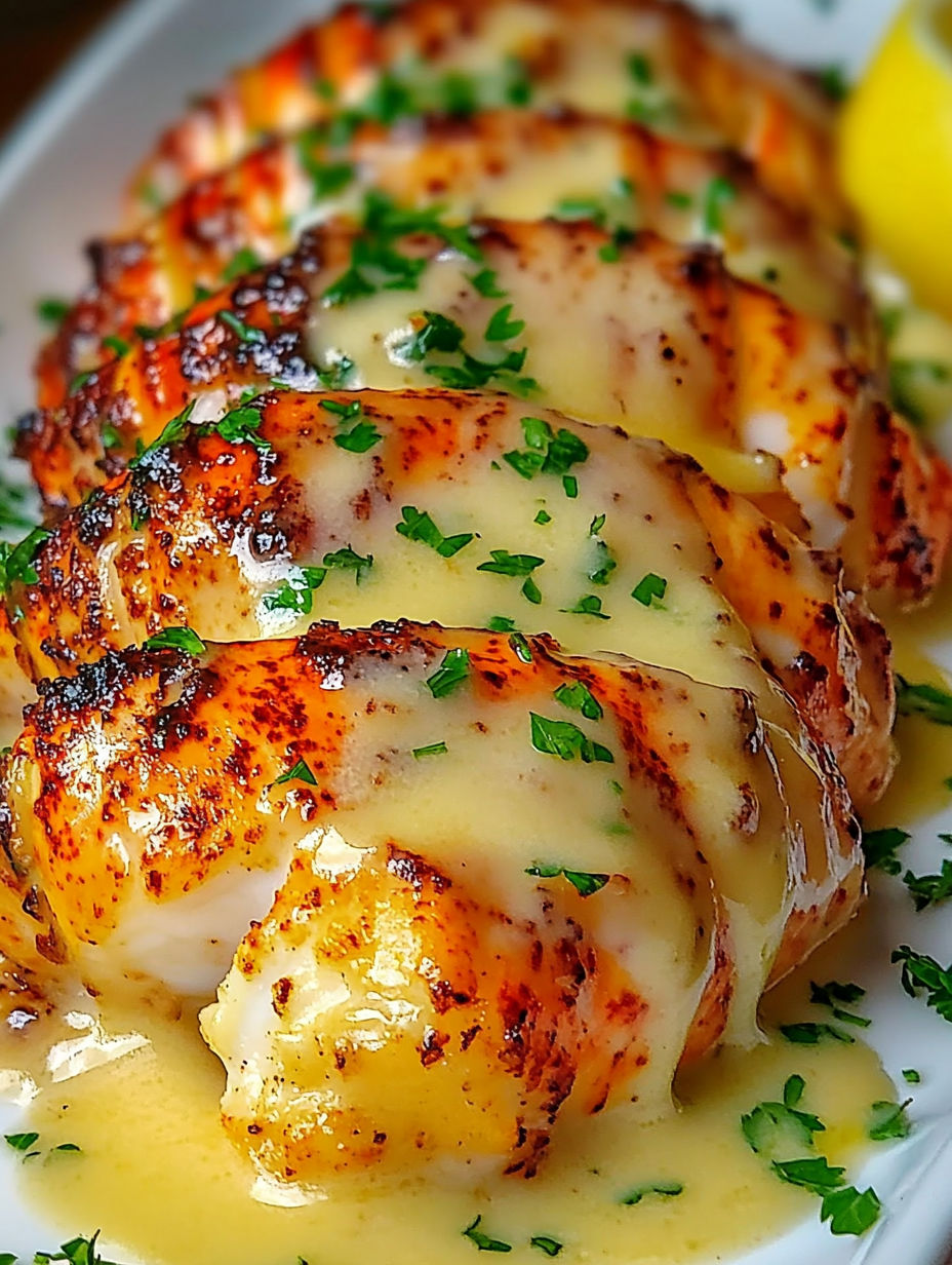 A plate of food with a lemon wedge on it.