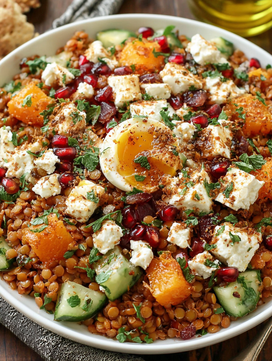 A bowl of food with a fried egg on top.