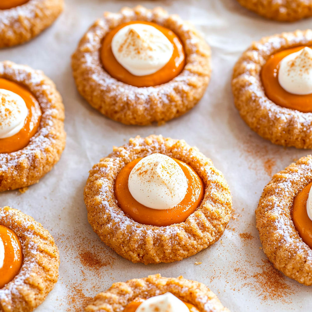 A cookie with a white frosting and a pumpkin pie filling.