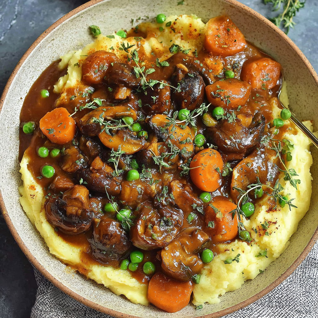 A bowl of food with peas and carrots.