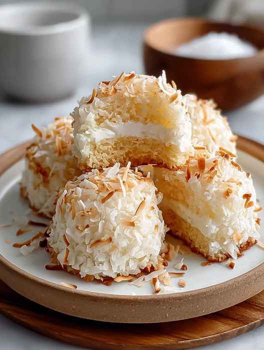 A plate of coconut cake.