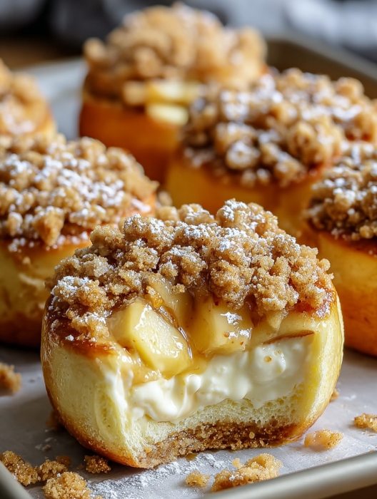 A delicious dessert treat with a crumble topping.