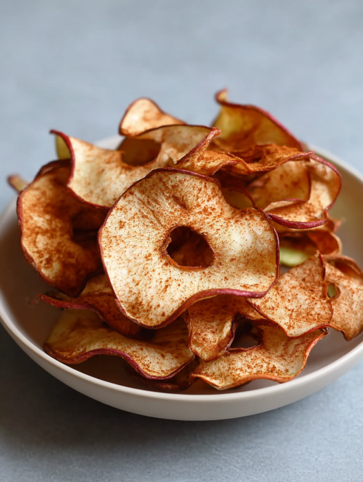 A bowl of air fryer apple chips.