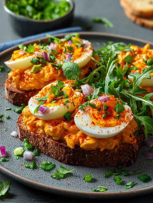 A plate of food with eggs and bread.