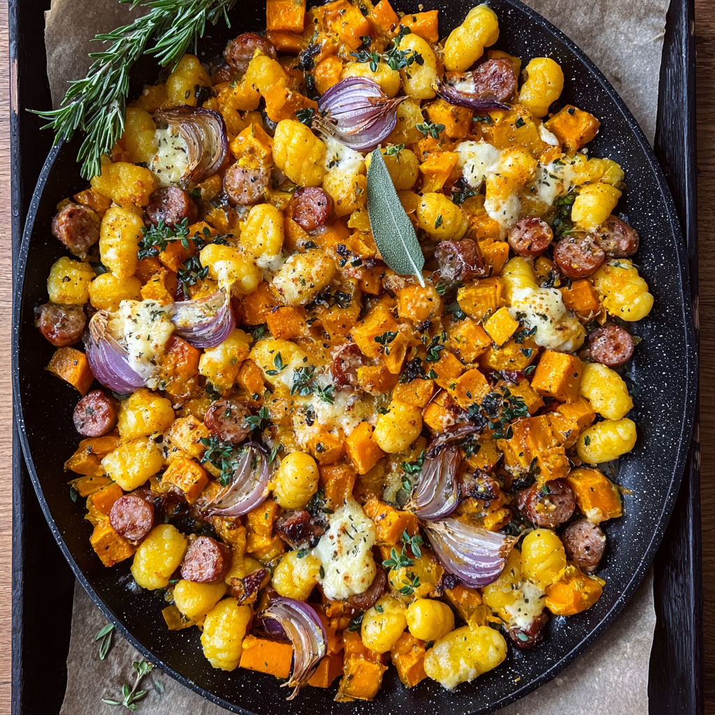 A pan of food with a variety of ingredients.