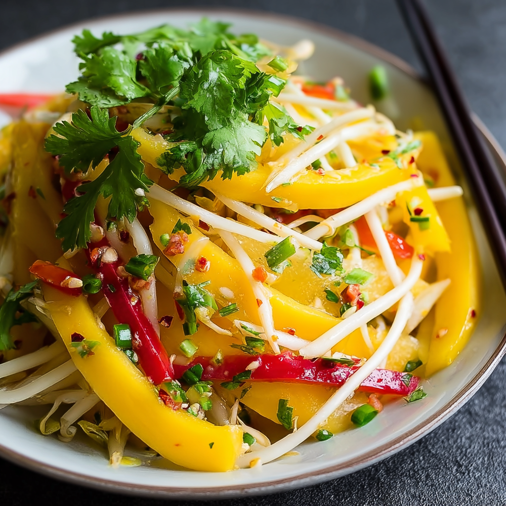 A plate of fresh Thai mango salad.