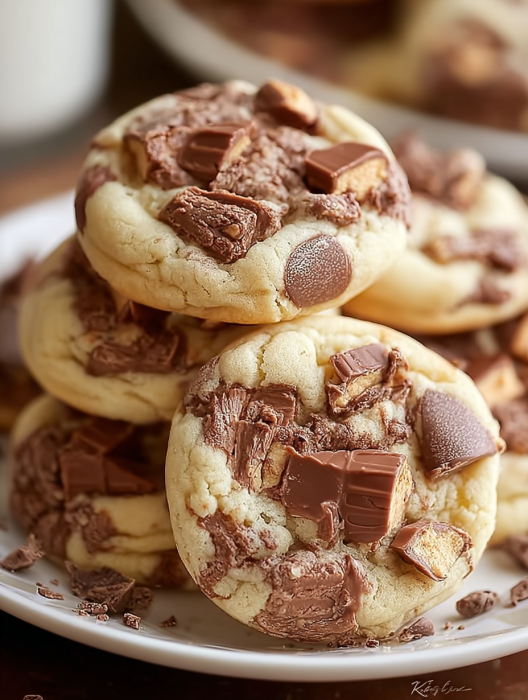 A stack of chocolate chip cookies.