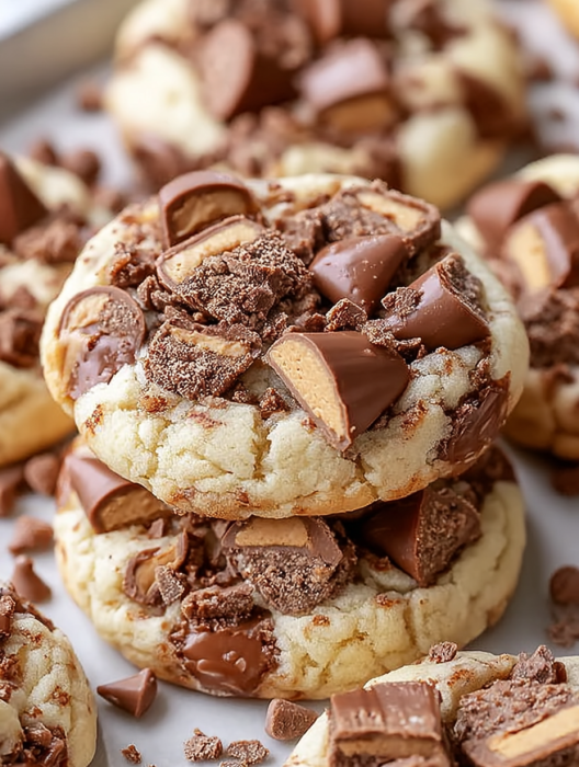 A stack of chocolate chip cookies.
