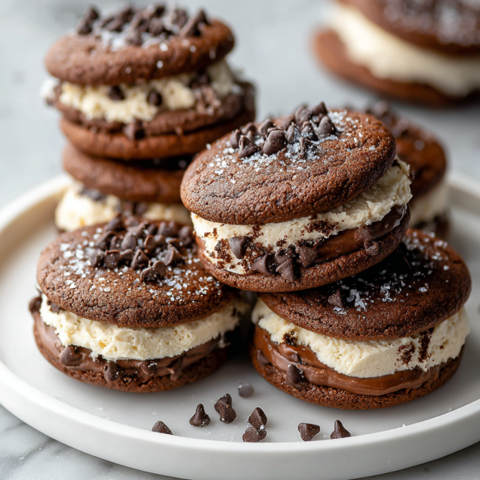 A stack of chocolate chip cookies.