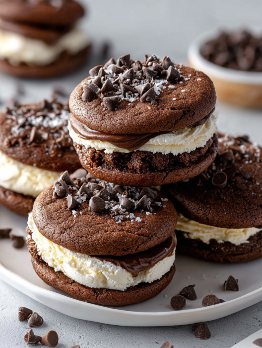 A plate of chocolate chip cookies.