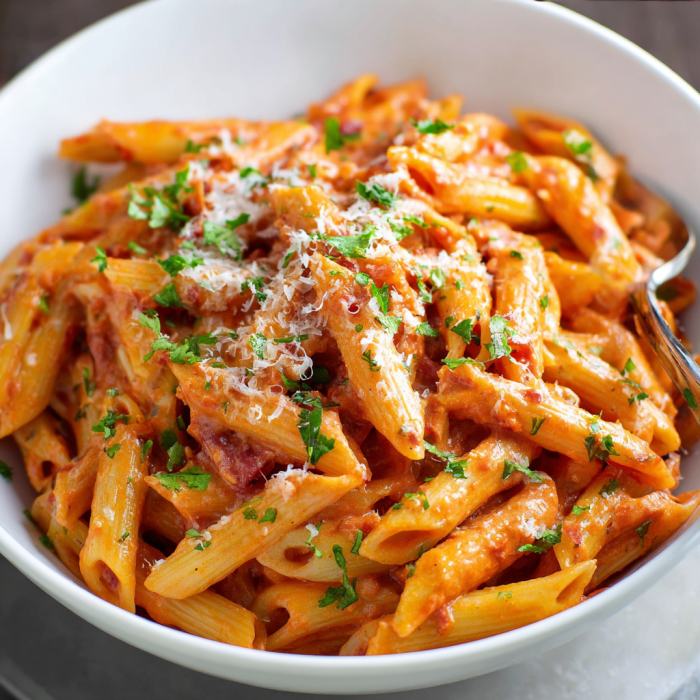 A bowl of Penne Alla Vodka.