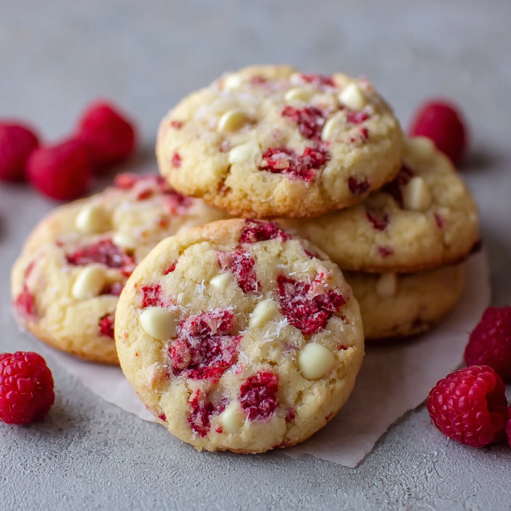 Weiße Schoko-Himbeer-Kekse: Fruchtig-zarter Keksgenuss.