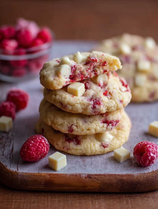 Weiße Schoko-Himbeer-Kekse: Fruchtig-zarter Keksgenuss.