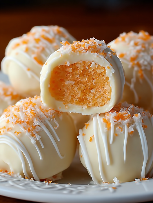 Orange creamsicle truffles with white chocolate.