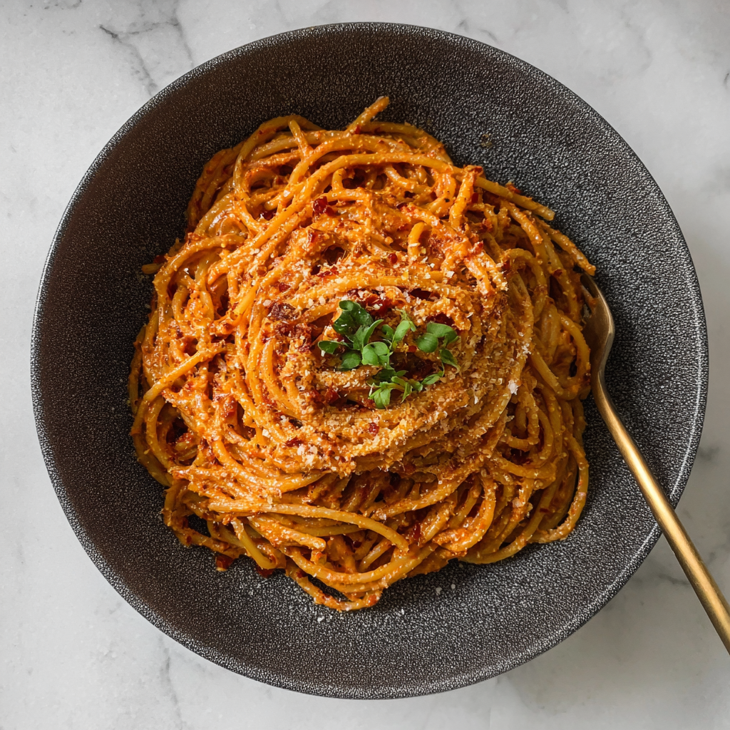 A bowl of spicy Nduja Pasta.