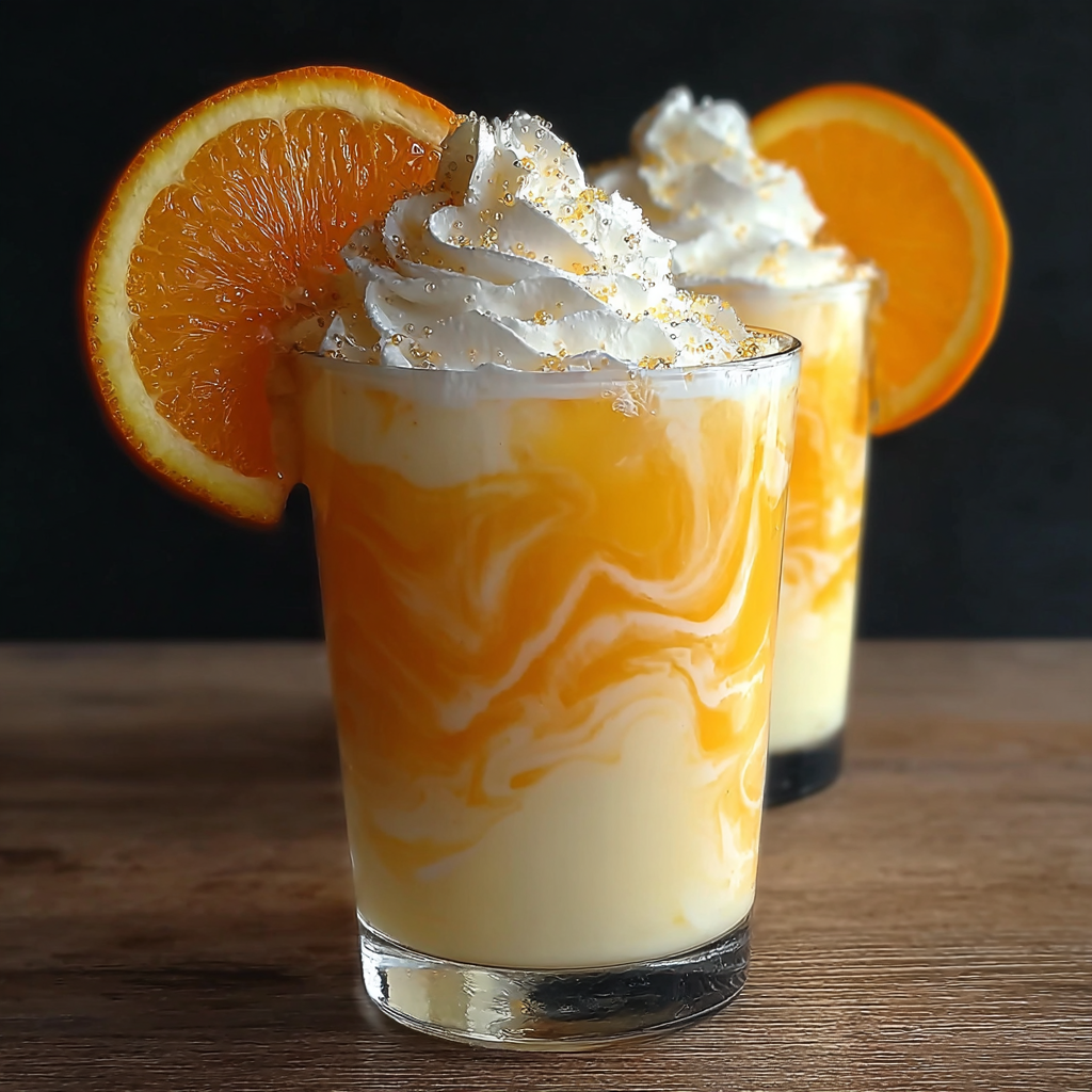 Two glasses of orange creamsicle swirls.