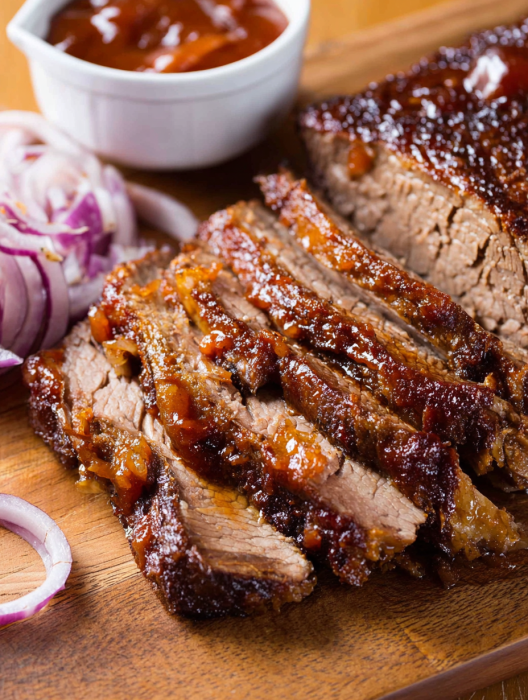 A close up of a delicious crockpot brisket.