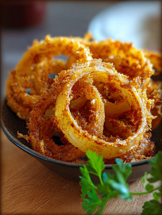 A bowl of onion rings.