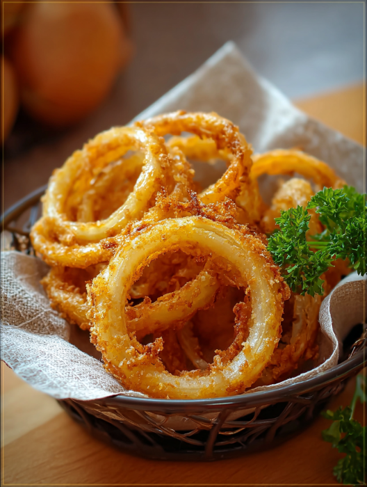 A basket of onion rings.