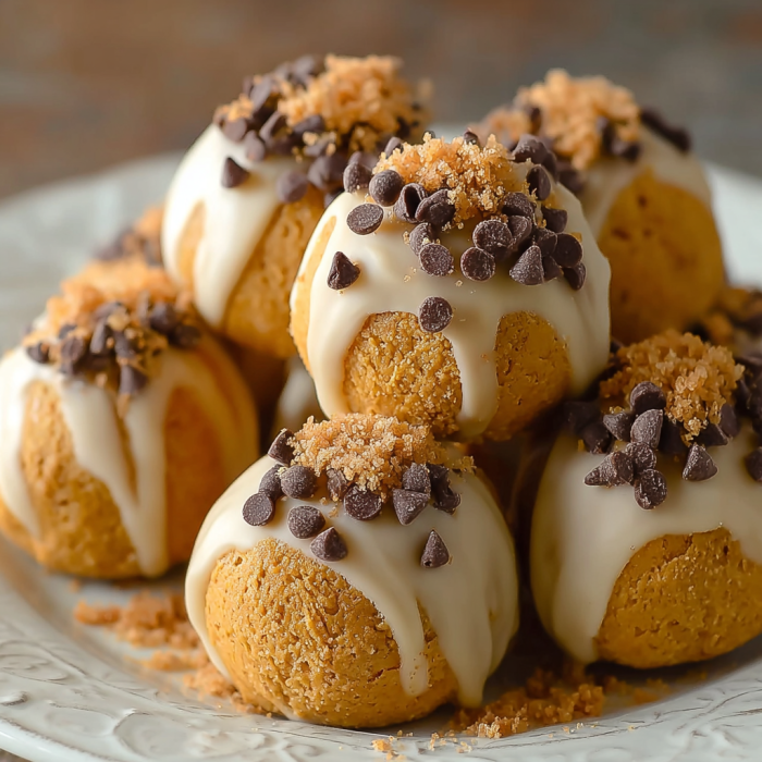 A plate of pumpkin cheesecake truffles.