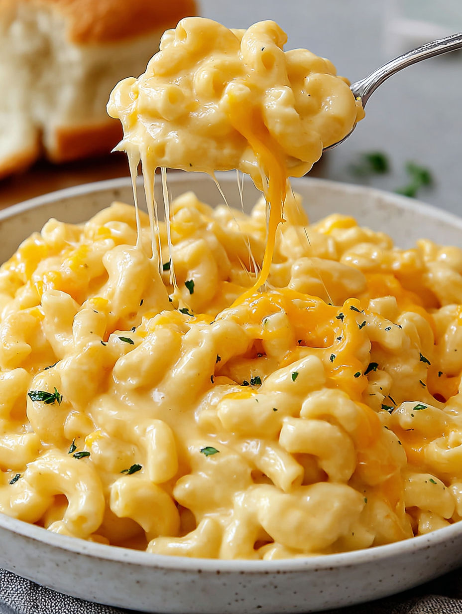 A spoonful of mac and cheese.