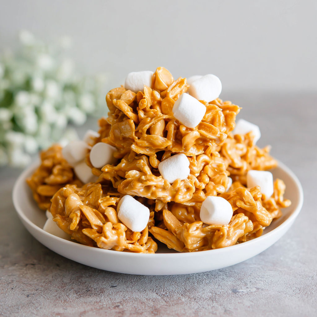 A plate of butterscotch haystacks.