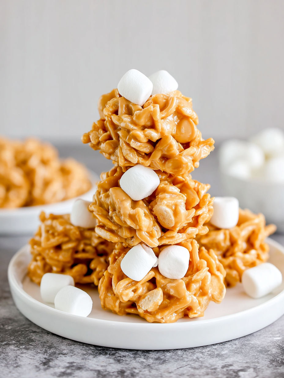 A stack of marshmallows and candy.