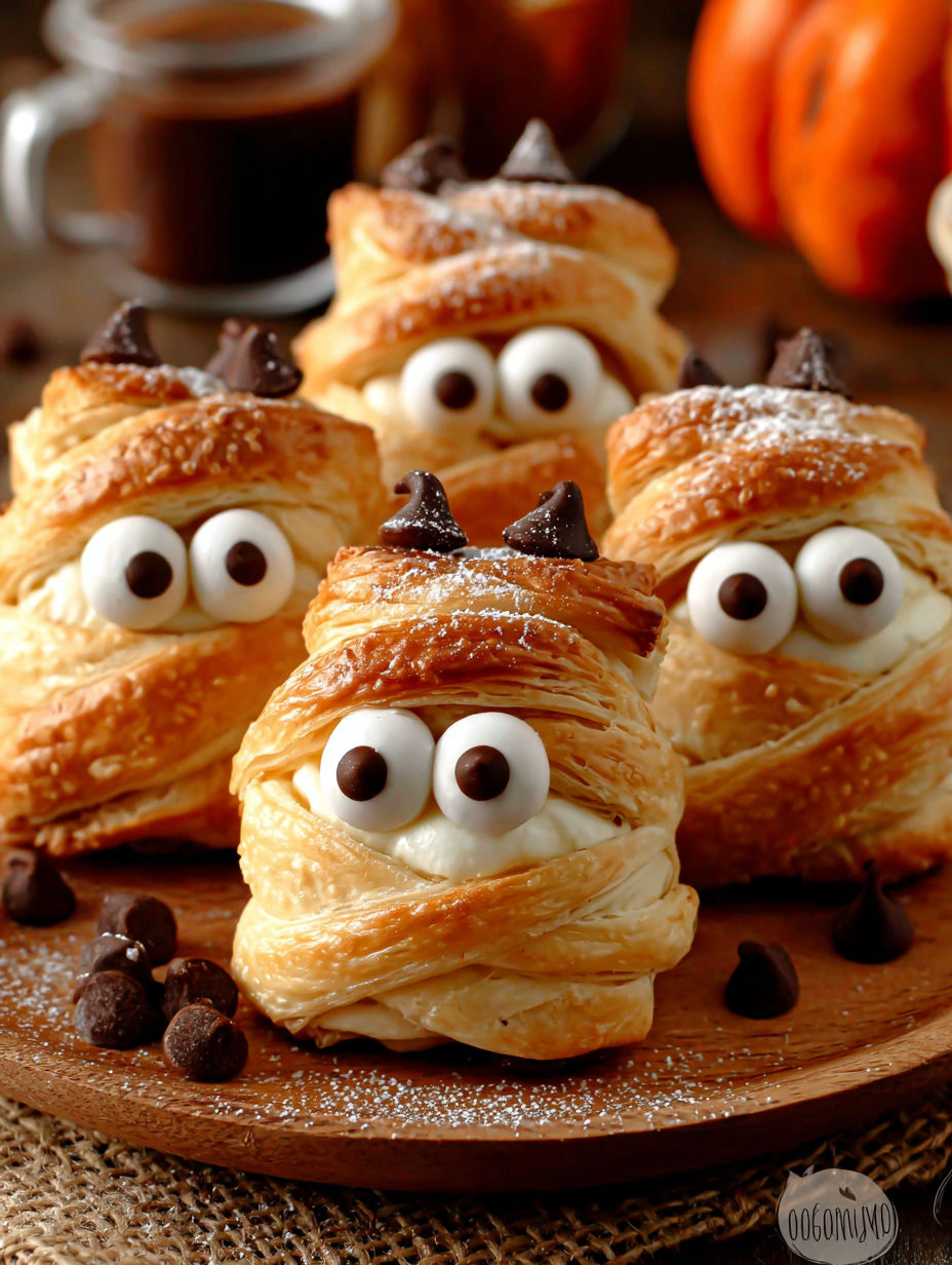 Mummy Wrapped Cheesecake Bites.