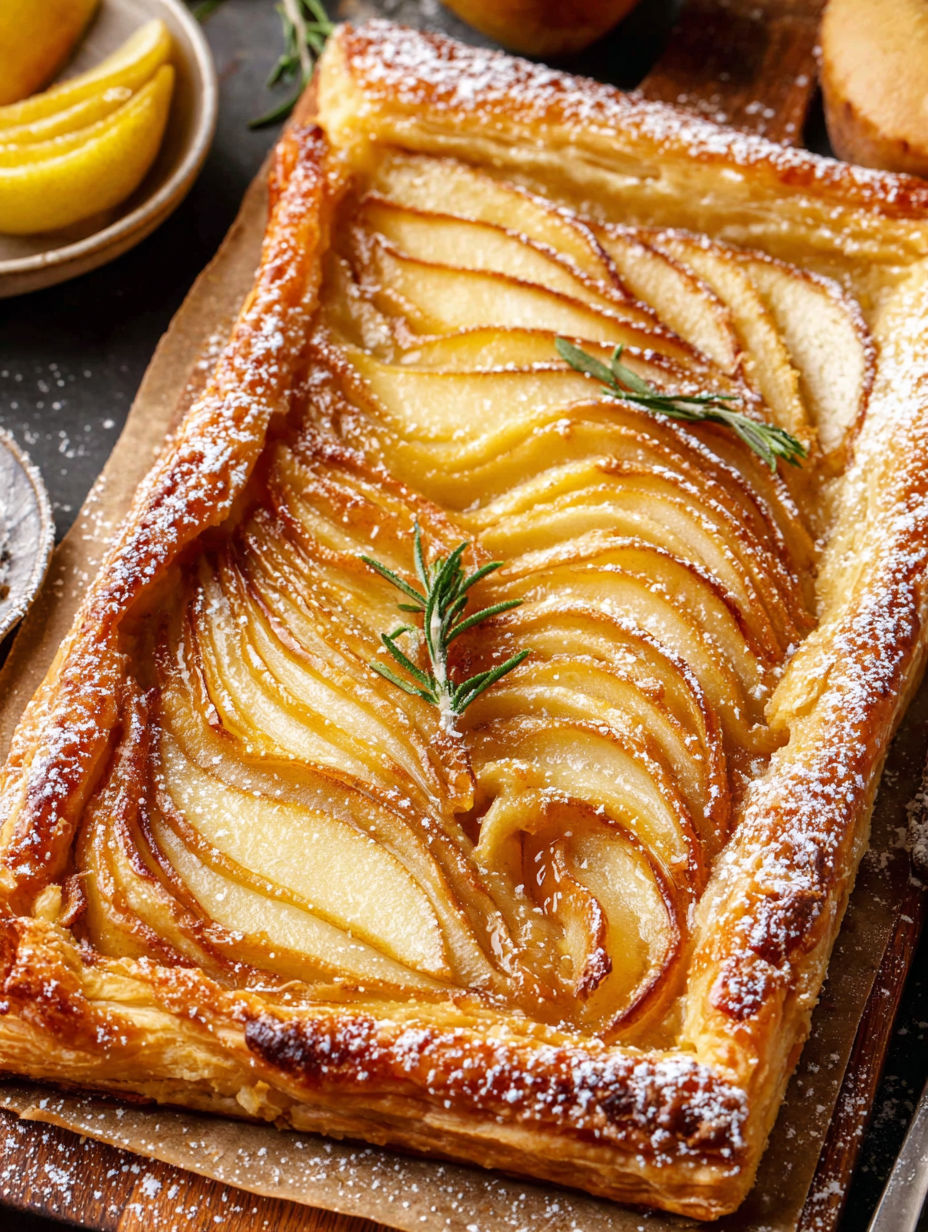A pastry with apples and lemon zest.