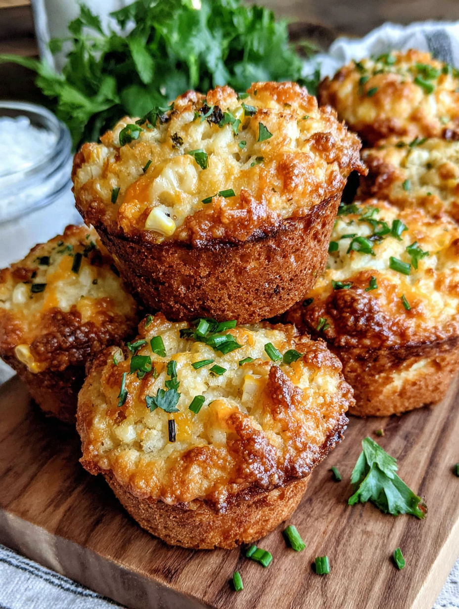 A stack of sweet corn and jalapeno cheddar muffins.