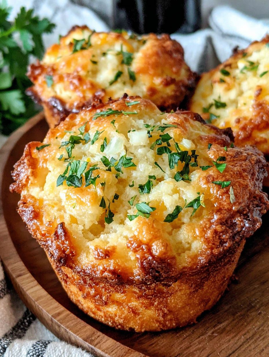 A muffin with cheese and corn on top.