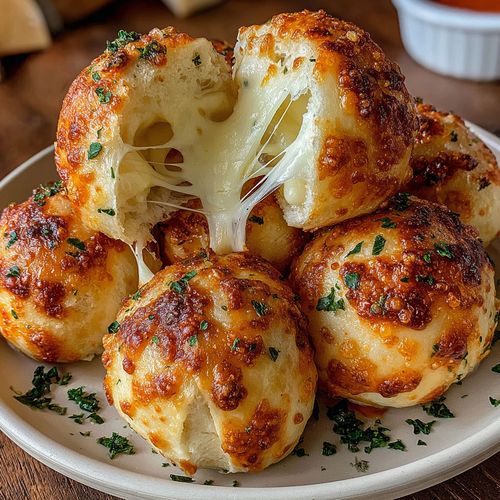 A plate of garlic cheese balls.