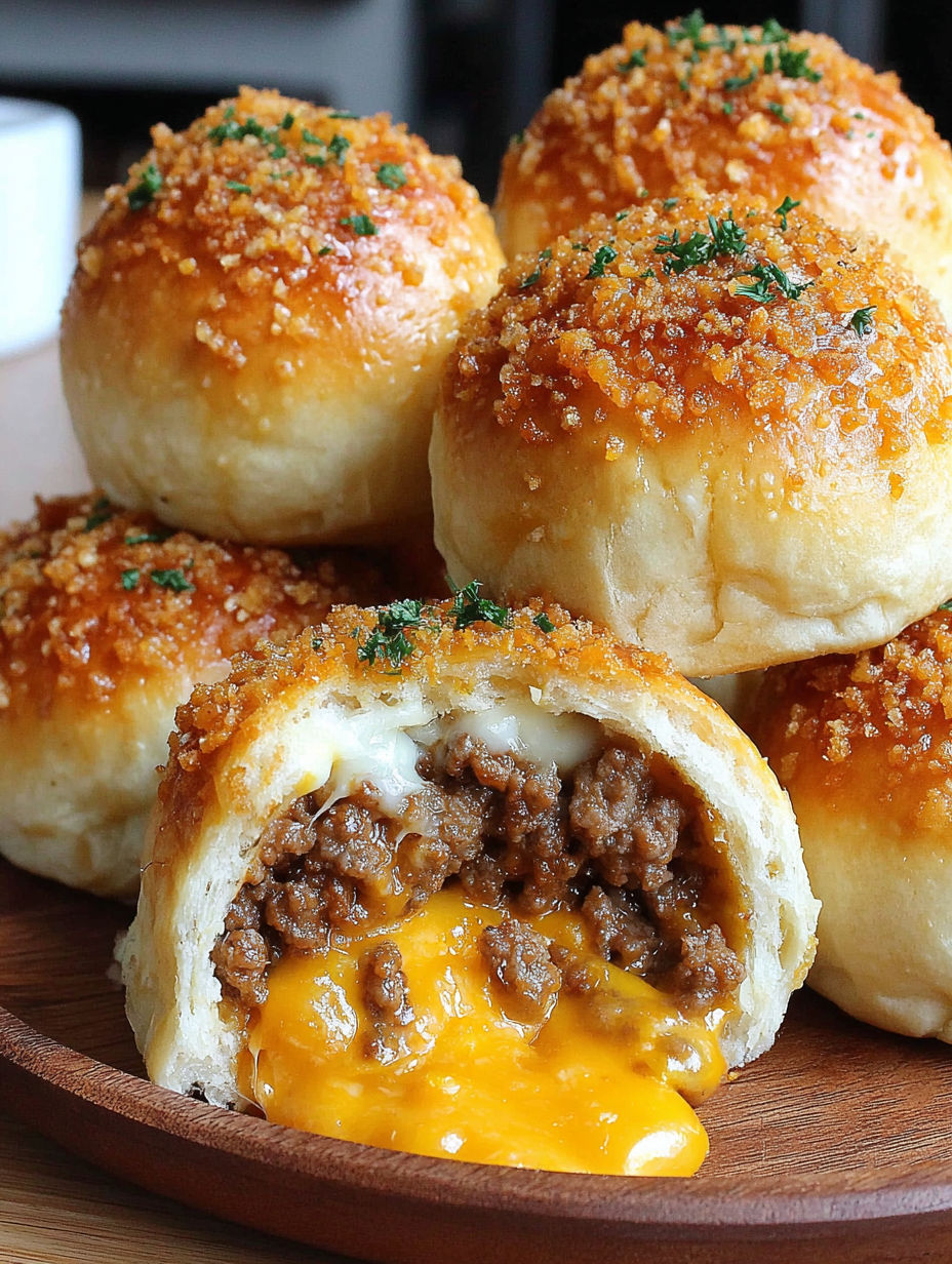 A plate of food with a cheese and meat filled pastry.