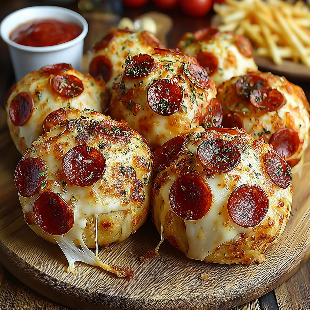 A plate of pepperoni pizza balls.