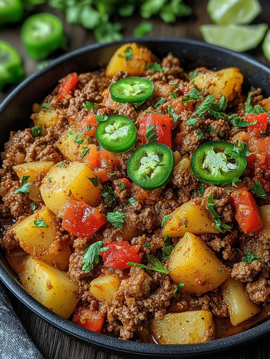 A bowl of food with green peppers and jalapenos.