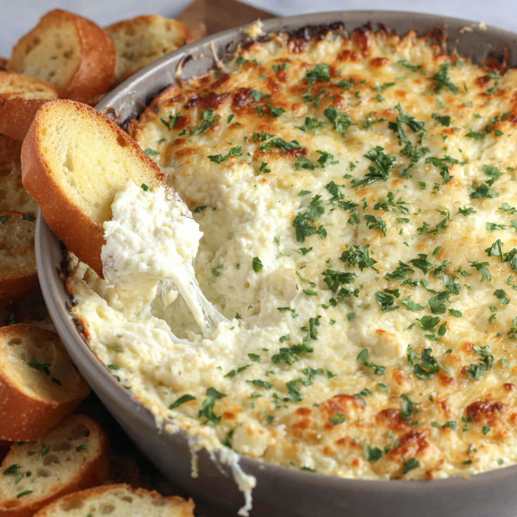A bowl of garlic bread dip with a spoon in it.