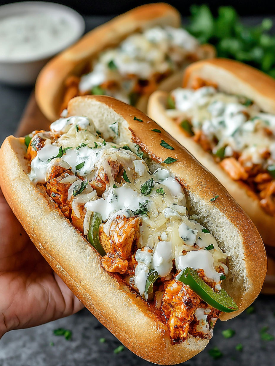 A sandwich with meat and cheese on a bun.