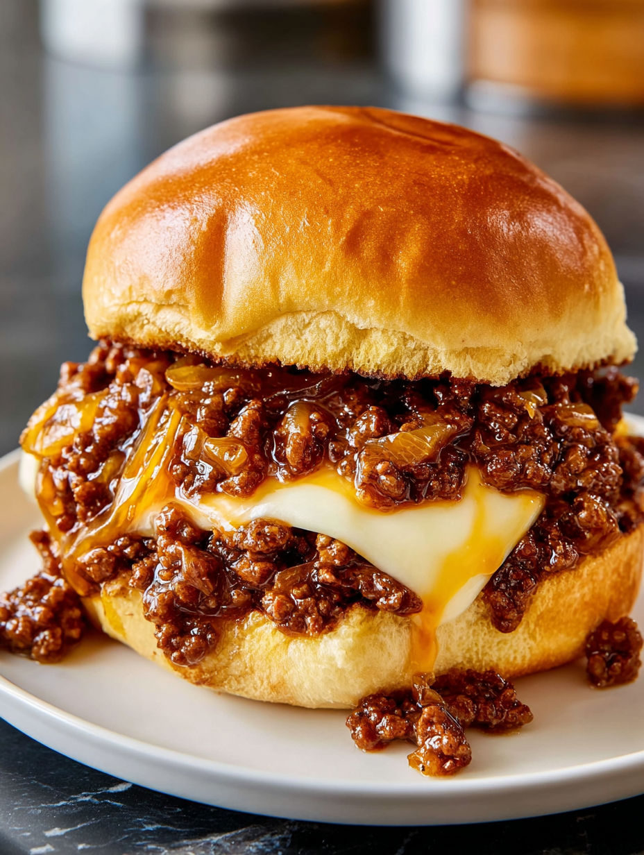 A close up of a delicious chili cheese burger.