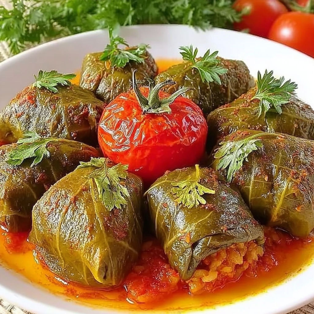 A plate of food with tomatoes and peppers.