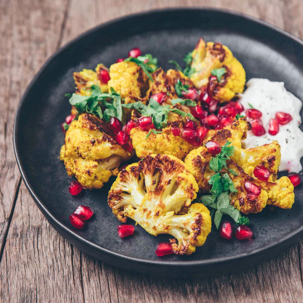 A plate of food with a sauce on top.