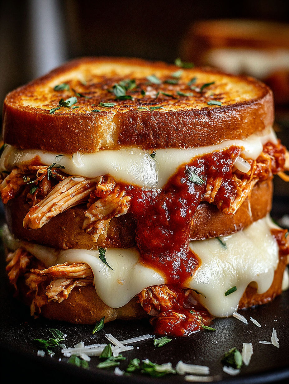 A sandwich with meat and cheese on it.