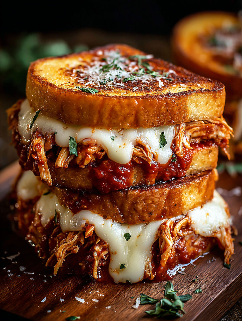 A stack of sandwiches with meat and cheese.