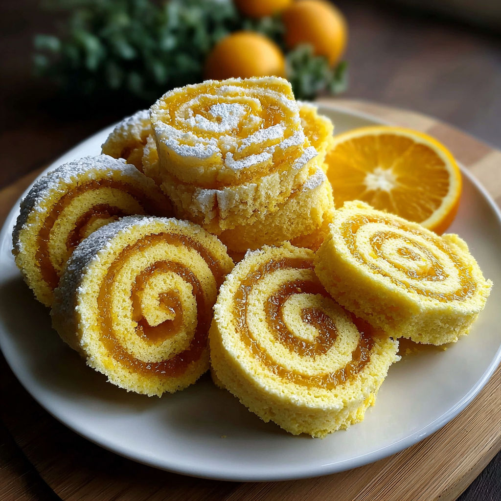 A plate of pastries with a slice of orange on top.