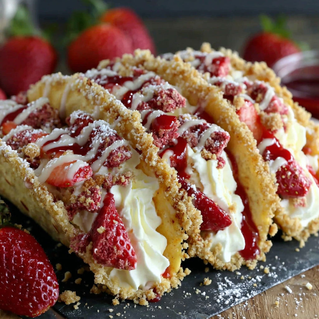 A dessert made with strawberries and whipped cream.