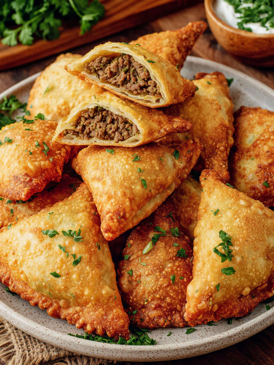 A plate of food with a pastry on top.
