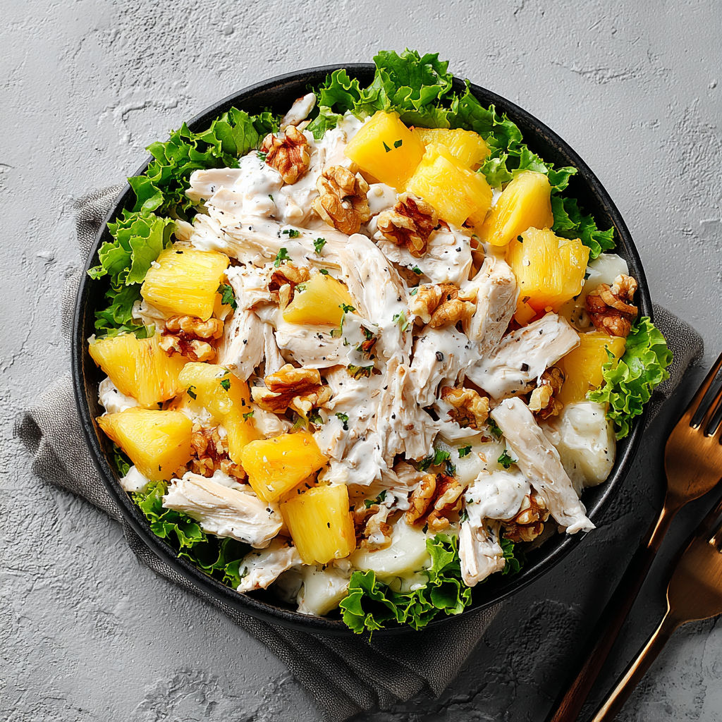A bowl of Hawaiian chicken salad.
