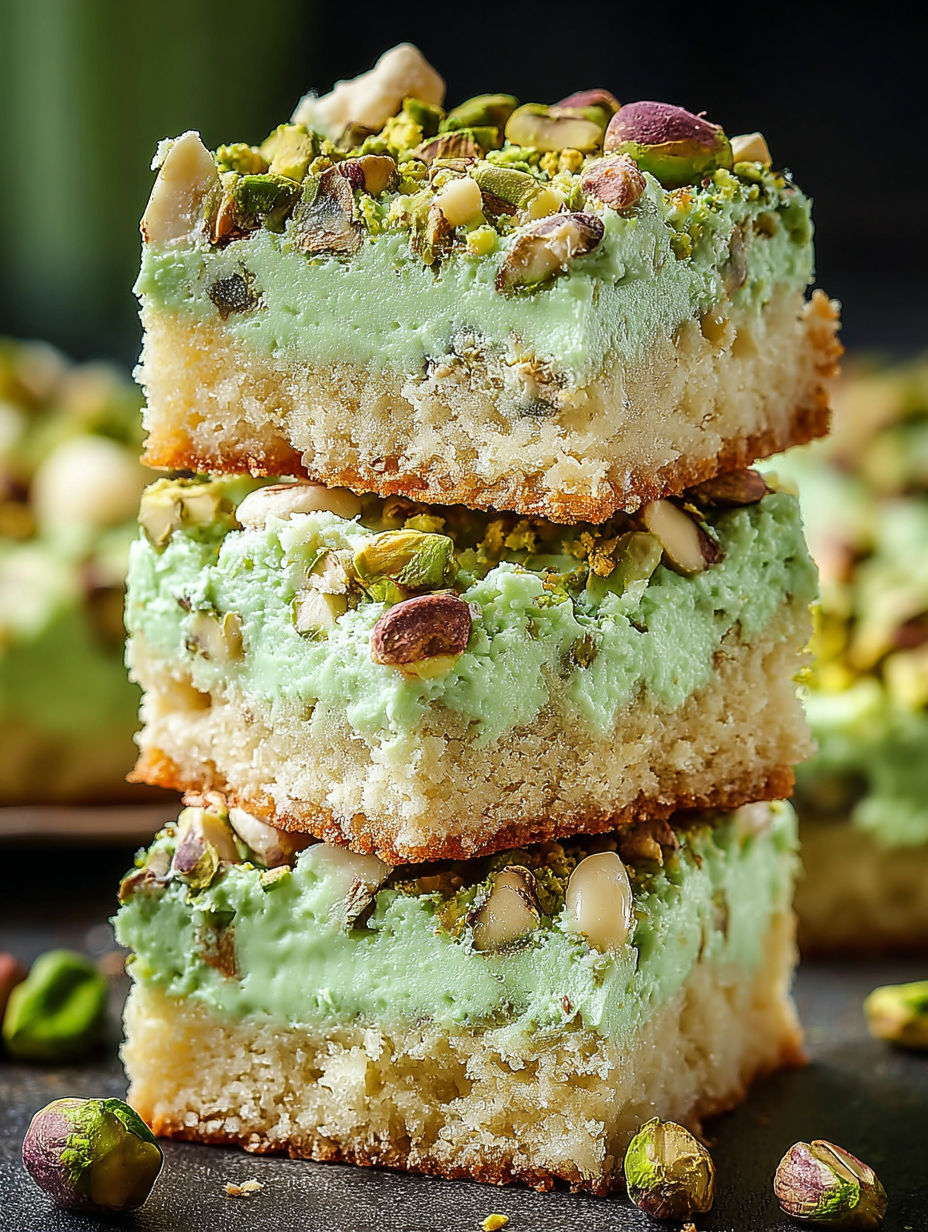 A stack of cake with almonds on top.