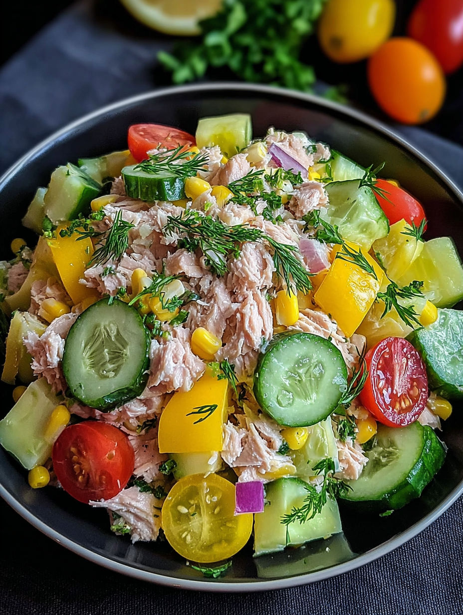 A bowl of food with a variety of vegetables and meat.