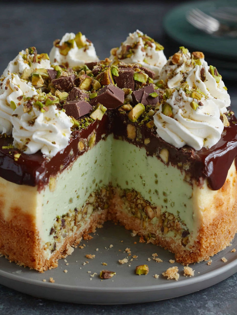 A slice of cake with chocolate and almonds.