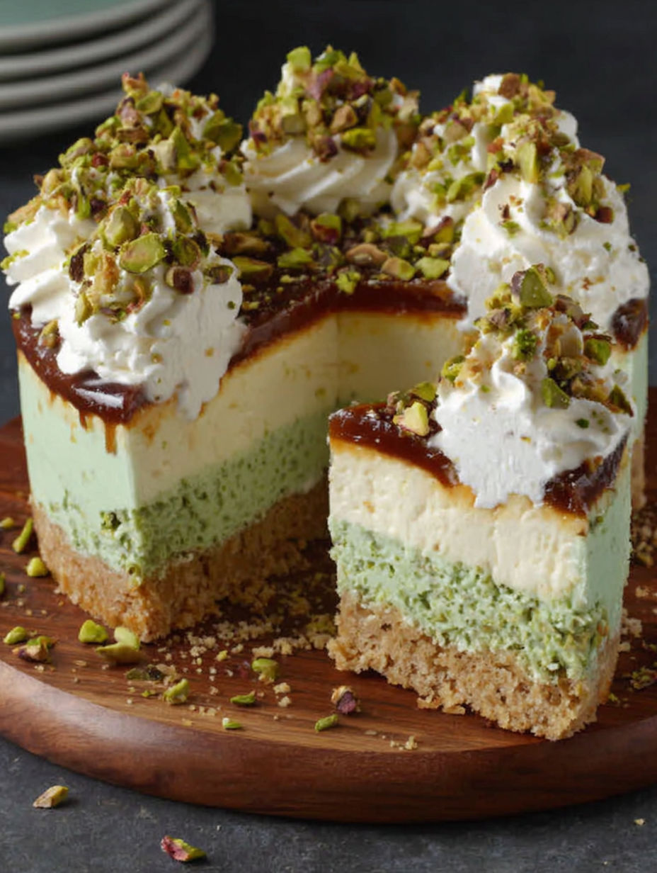 A slice of cake with white frosting and nuts.